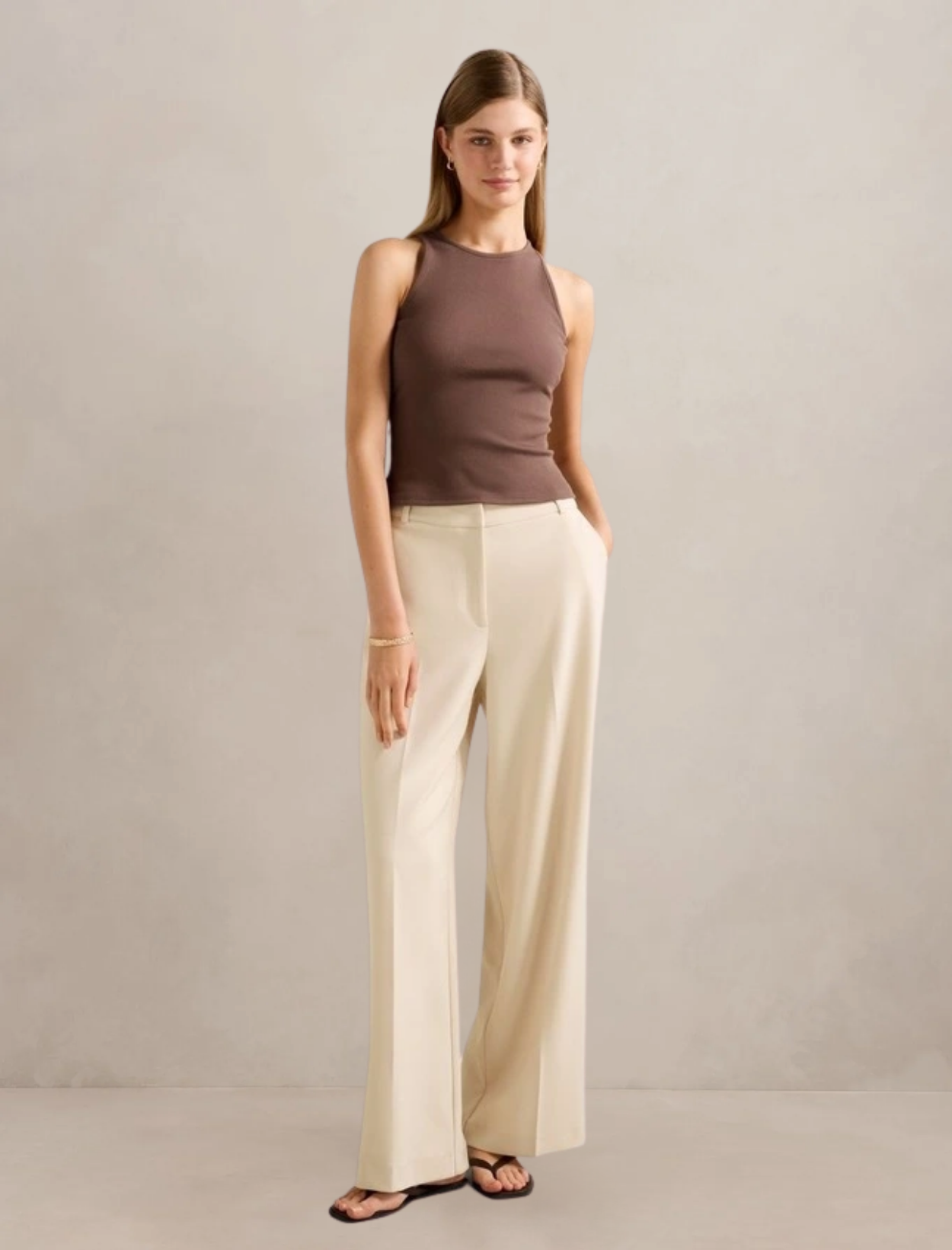 Blair Racer Tank Top (Brown)